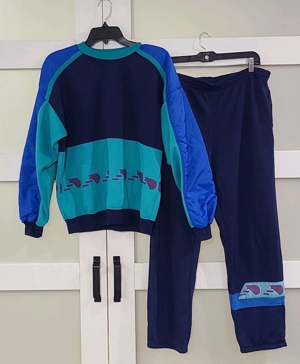 Vintage 80's Retro MAC GREGOR Blue Skiwear Sweatsuit Size Medium